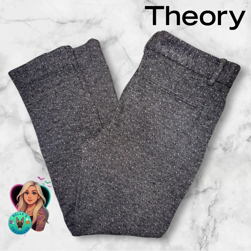 Theory Womens 4 Rowak Kenmore Wool Stretch Tweed Dress Pants Ankle Career 29x25‎